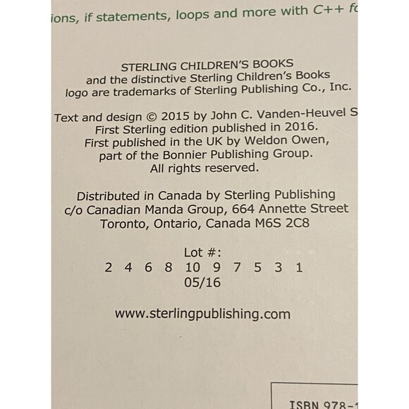 C++ for Kids (Code Babies) Board  Book Sterling Children's Visual Learning Smart - Picture 5 of 9